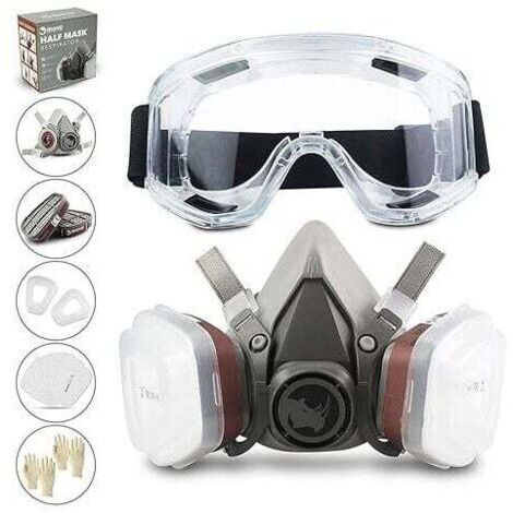 Respirateur réutilisable demi-masque 6200 – Protection respiratoire silicone – Lunettes anti-buée – Filtres 95% pour peinture et soudage (1/4)