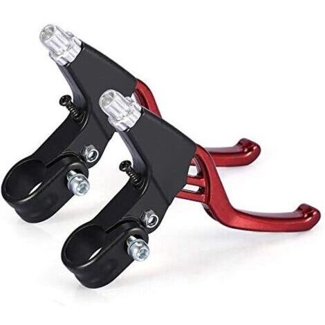 Poignée de Frein de Vélo - Alliage D'aluminium Frein à Levier de Frein à Main Universel pour Vélos,S'appliquent à Vélo de Route VTT BMX Frein à Vélo 2,2 cm de Diamètre Une Paire (Rouge) (1/5)