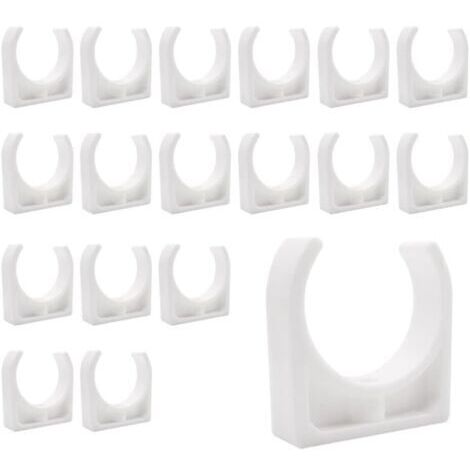 Clips de Tuyau en Plastique,18 pièces Support en U pour tuyau en PPR,Pour la plomberie et la tuyauterie,Vis non incluses(Diamètre intérieur 40mm) (1/5)