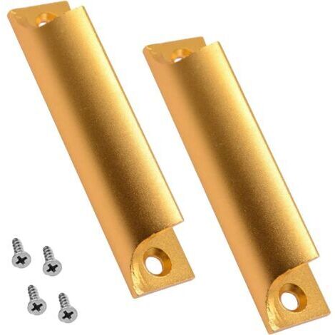 Poignée de porte coulissante en aluminium, lot de 2, couleur or, pour meubles, portes de balcon, fenêtres de cuisine, tiroirs et portes coulissantes. (1/5)