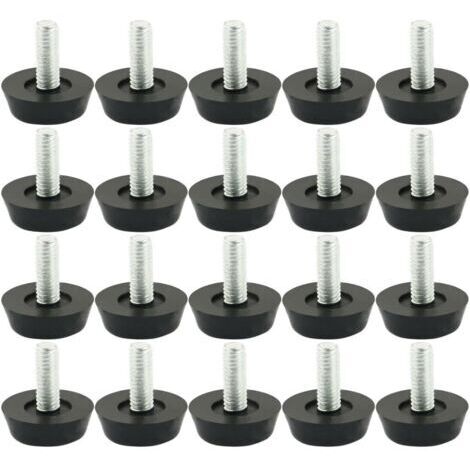 20 pièces table de réglage de meuble et base de chaise protection de sol glissière à vis 22mm x M6 x 20mm (1/4)
