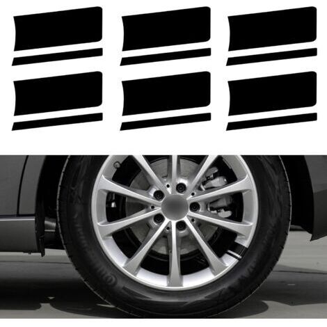 Lot de 6 bandes adhésives réfléchissantes en vinyle pour jante de voiture - Accessoires universels pour pare-chocs et garde-boue (noir) (1/5)