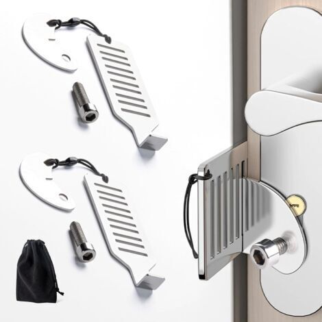 2 Pièces Serrure de Porte Portable, Verrou Porte de Sécurité à Intérieur, Verrouillage de Voyage, Verrou Confidentialité avec Sac de Rangement pour École, Hôtel, Maison, Appartement (1/5)