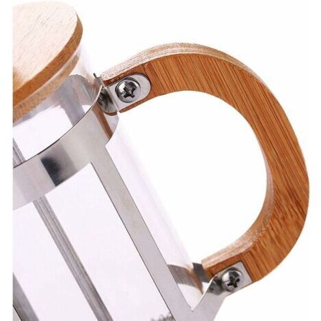 Filtres à café 350Ml Verre Cafetière Cafetière Résistant à La Chaleur Filtration élégante Presse Franaise Cafetière Presse Franaise Couvercle En Bois Filtre-- (1/4)