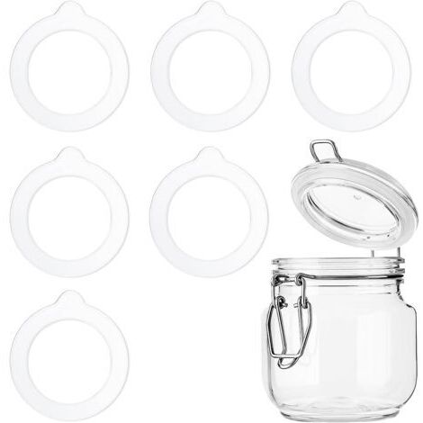 Lot de 6 Joints de Rechange en Silicone, Joints en Caoutchouc étanches et réutilisables pour Couvercle de Bocal Mason bocaux en Verre à Large Ouverture (3,7 x 2,7 Pouces) (1/5)
