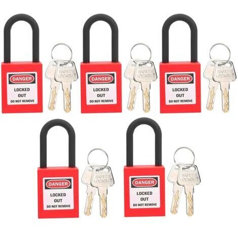 Serrure de Consignation, Ensemble de Cadenas de Consignation de 38 Mm pour Stations de Consignation, Cadenas de Sécurité avec 2 Clés par Serrure, 5 Jeux(rouge) (1/4)
