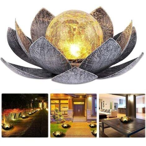lampe solaire d'extérieur, fleur de lotus lanterne solaire avec des effets lumineux blanc chaud lumineux, IP44 étanche lampes solaires de jardin pour terrasse, cour, pelouse, balcon