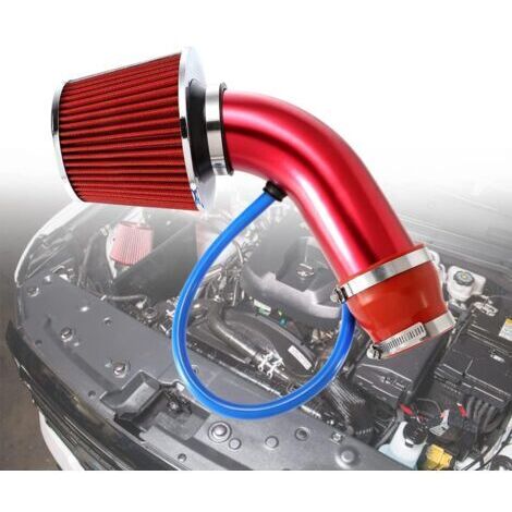 Kit d'admission d'air froid GM (Rouge) Tube de 7,62cm de diamètre en aluminium Filtre d'admission pour voiture Tuyaux et colliers de serrage bas (1/5)