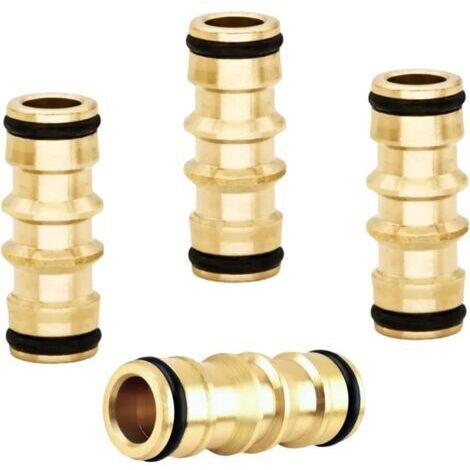 4 Raccords de Tuyau d'Arrosage en Laiton 1/2"" Mâle et Femelle, Connecteur Tuyau Arrosage, Embout Tuyau Arrosage, Compatible Raccord Gardena, Double Connecteur Rapide pour Jardin (Noir + Or)