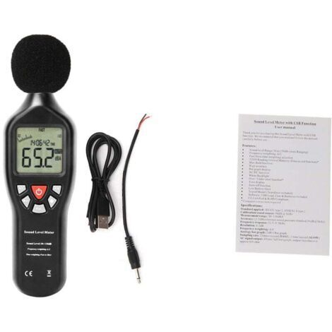 Sonomètre Professionnel Enregistreur de Données Testeur de Bruit Audio 30dB à 130dB (1/4)