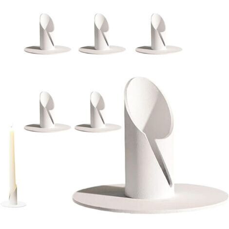 Bougeoir, 6 Pièces Bougeoir de Dîner aux Chandelles, Douilles pour Bougies en Métal, Chandelier Vintage, pour Mariage, Fête, Décoration de Table, Blanc (1/5)