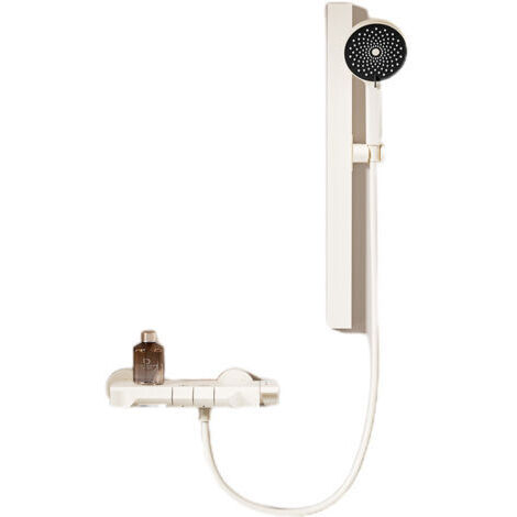 Douchette à main avec barre coulissante et flexible, douchette à main réglable de 24 pouces, avec large plateforme de rangement et 2 modes de pulvérisation, pommeau de douche mural (gris) (1/4)