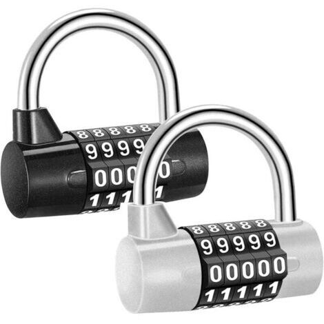 Lot de 2 cadenas à combinaison à 5 chiffres - cadenas à combinaison numérique adaptés aux salles de sport, aux locaux de stockage et aux casiers. (1/4)