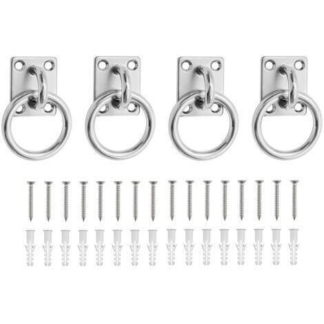 4 Pièces Plaques Œil Acier Inoxydable Fixation Plafond Acier Inox 304, Carré Anneaux de Fixation Cheval, avec 16 Vis et Tube D'expansion, pour vcuries, Navires, Machines (1/5)