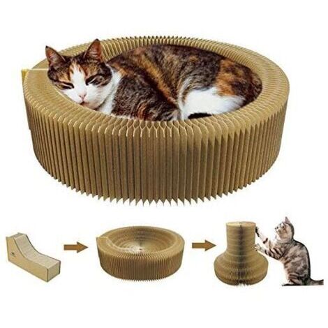 Panier Griffoir pour Chat 50 CM en Carton Haute densité Pliable et Portable Parfait pour Votre canapé et Le Confort, Le Bien-être, Les Griffes de Votre Chat-- (1/4)