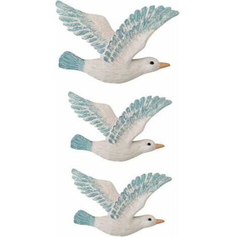 3 Pièces en Céramique Oiseaux Mouette de Mer Mur Art Décorations Nautique Plage Mouettes Ornements pour Jardin Côtières Sculptures Murales Décorations (1/4)