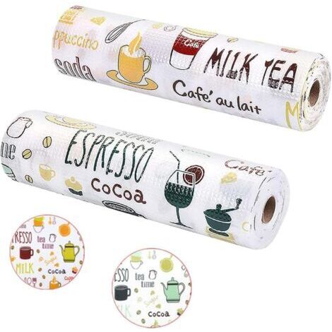 Lot de 2 Rouleaux Tapis Fond de Tiroir Antiderapant Non-adhésif 30x200CM DIY Tapis de Refrigerateur Tapis Imperméable Antibactérien (1/5)