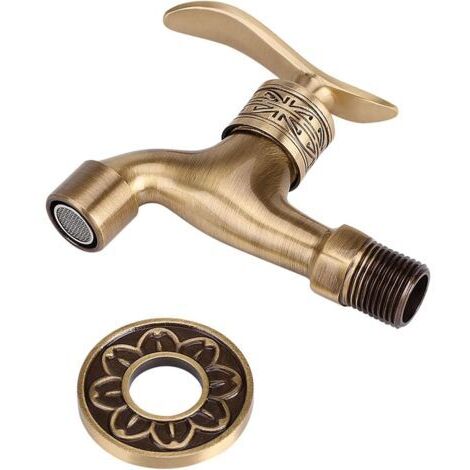 Robinet d'eau en laiton style antique pour machine à laver, montage mural, pour buanderie, eau froide, utilisation dans la salle de bain (1/4)