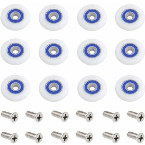 12 pcs Roulette Porte Douche Roulettes pour Porte de Douche Roulette Porte Douche Roues Roulettes de Rechange Roulette Porte Roulette de Douche pour Porte de Douche avec Des Vis,27 mm de diamèt (1/4)
