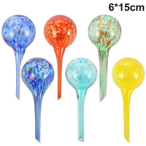 Boule d'arrosage colorée Arrosage de fleurs à partir d'un bras d'arrosage en verre Boules d'arrosage Petit pot de fleurs à arrosage automatique 6x15cm pour plantes en pot-- (1/5)