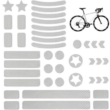 42 Pièces Réflecteur Autocollant Reflechissant,Sticker Reflechissant Velo Imperméable,Sticker Haute Visibilité,Casque Moto Bande Réfléchissante Adhésive,Reflektor Tape pour Voiture et Poussette (1/5)