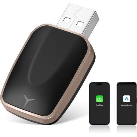 Carplay Adaptateur sans fil pour Android Auto Petit Dongle de voiture pour voiture filaire vers prise sans fil USB vers C, câble USB vers C, boîte Carplay automatique, boîtier adaptateur compatible,Or (1/5)