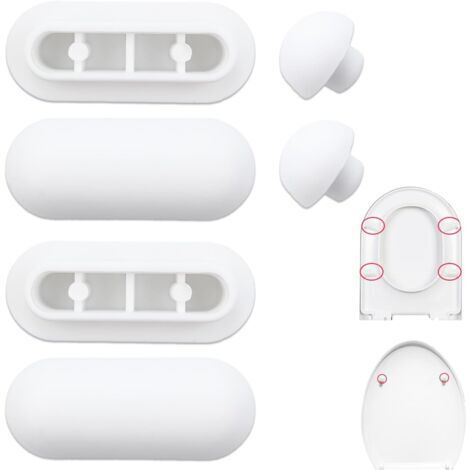 6 Pièces Tampon Abattant WCPatin Abattant WCTampons pour Abattant de WCPare-chocs de Siège de ToiletteAmortisseur WC4 Tampons Anneaux+2 Tampons Couvercle(Blanc) (1/5)
