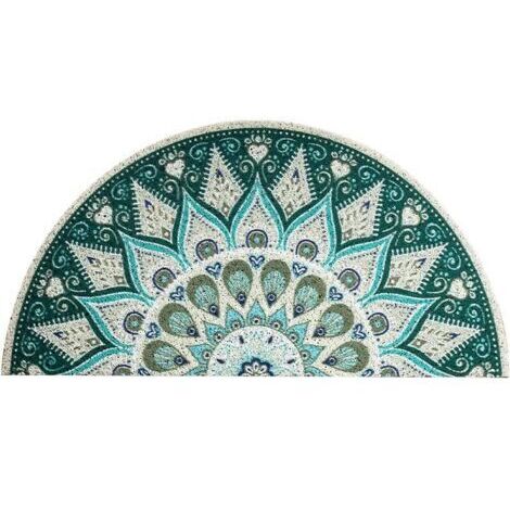 Tapis de Porte Demi-Rond Tapis de Protection avec PVC Microfibre de Chenille 40x80cm pour extérieur, à Profil Bas et Facile à Nettoyer, Vert (1/5)
