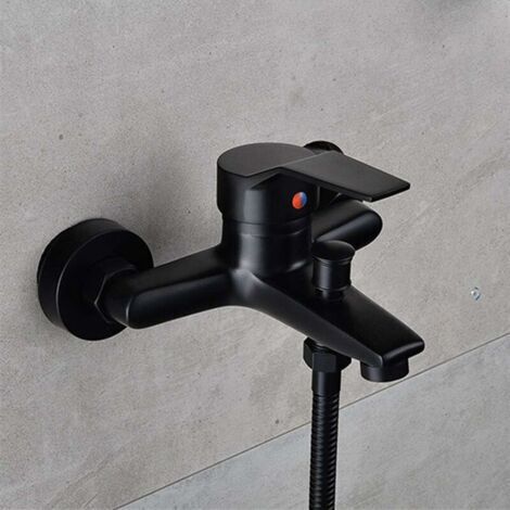 Robinet mitigeur de douche en laiton pour salle de bain eau froide et chaude, noir mat (1/5)