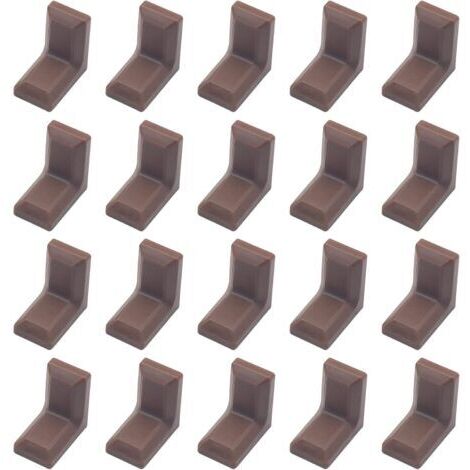 Lot de 40 équerres d'angle en acier galvanisé en forme de L avec couvercle en plastique ABS blanc pour placard, armoire, étagère (marron) (1/5)
