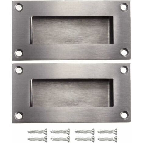 Poignées de porte poignée cachée poignée remplaçable pour porte coulissantes sans manche, Anticollision rectangulaires simple mais à la mode en acier inoxydable brossé satiné 2 pièces (1/4)