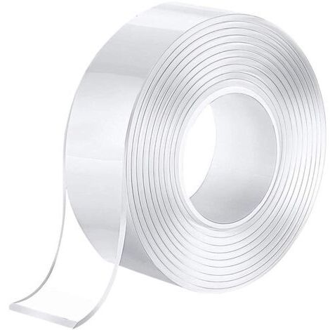 Ruban Adhésif Réutilisable,Ruban adhésif Lavable sans Traces,Multifonctionnel Traceless Double Face, Adhésif Anti-Slip pour Verre, Plastique, Bois, Métal, Papier, etc. (1/5)