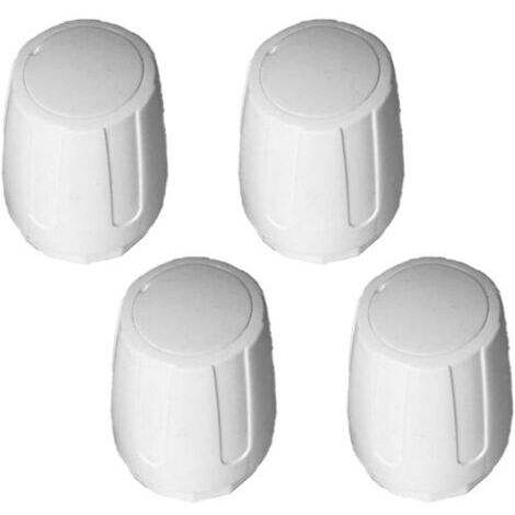Lot de 4 bouchons de vannes de radiateur en plastique blanc pour collecteurs de chauffage au sol avec interrupteur au volant (longs)