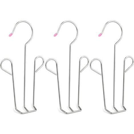 Lot de 3 cintres à chaussures en acier inoxydable multifonction avec double crochet pour déshumidifier les chaussures en cuir (1/5)