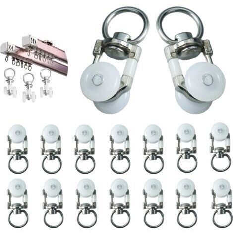 Lot de 30 pour Rideaux en Métal - Compatible Rail Intérieur - Pour Rideaux Lourds, Portes Coulissantes et Armoires (1/5)