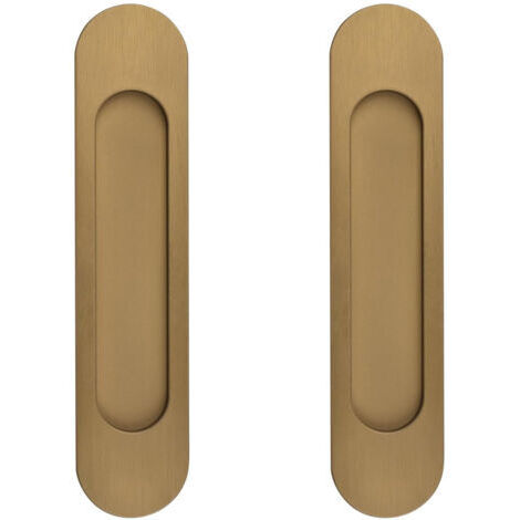 18CM Poignées de Porte Coulissante Ovales Autocollantes, 2 pièces Bronze Or Alliage D'Aluminium Affleurant Poignée Sans Poinçon pour Armoires de Fenêtres de Porte de Grange Coulissante (1/5)
