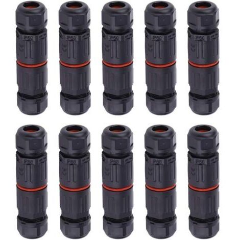 10 PCS IP68 Etanche Connecteur de Câble Electrique, Femelle 3 Broches Prise de Courant Extérieure Raccord de Connecteur Fil Etanche, Connexion de Câble Extérieur de Manchon pour Câble Souterrain