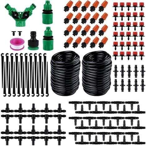 Système d'irrigation Jardin, 20M/65FT Micro Irrigation Goutte à Goutte Kit Automatique système d'irrigation d'arrosage Réglable pour Paysage Patio Serre pelouse Plante, 125PCS (1/4)
