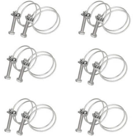 Colliers de serrage en acier inoxydable 304, double fil, fixation solide pour tuyaux et câbles, argent 23-29mm (12 pièces) (1/4)