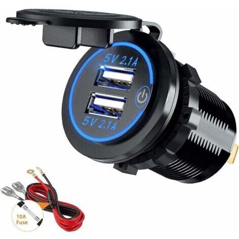 Double Prise de Chargeur USB, Double Prise de Courant de Chargeur de Voiture USB 5V / 4.2A avec Interrupteur pour Voiture 12V / 24V, Bateaux (1/4)