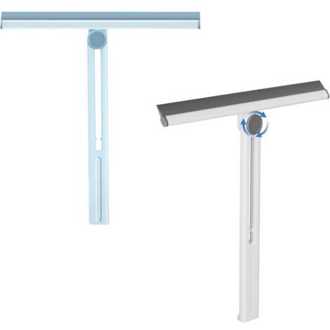 Blanche et Bleu 2pcs Raclette Douche Rotatif à 360°, Raclette de Douche Pliable, 28x30cm Raclette Salle, Raclette Silicone pour Vitre, Raclette Salle de Bain, Raclette Douche pour Miroir (1/5)