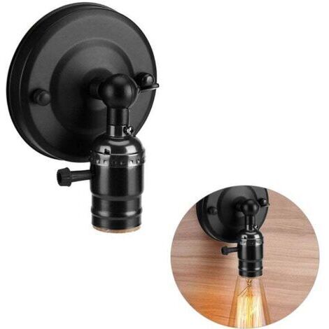 Support Lamp Vintage, E27 Edison Rétro Porte-lampe Murale avec Interrupteur pour Usage Domestique et Décoration (1/4)