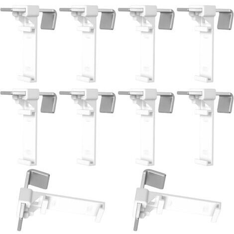10 Pcs Support de Serrage Long pour Klemmfix Store Double, Fixation Store sans Percage Fenetre, Supports de Serrage Longs Fixation Attache Rideau pour PVC Fenêtre en Bois Store Enrouleur sans P