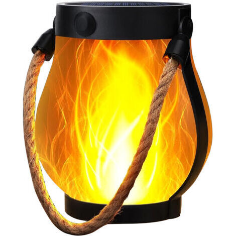 Lanterne solaire à flamme, lumière d'extérieur dansante, suspension par corde, étanche, rechargeable par USB, idéale pour la décoration de jardin et de terrasse. (1/4)