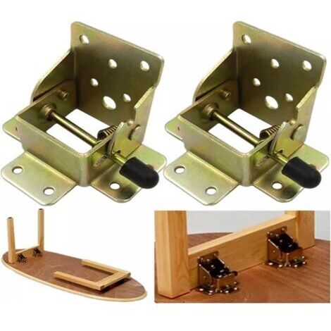 (1 paire) extensions de pieds de table pliantes autobloquantes à 90 degrés, support de cadre de charnière de lit de table caché télescopique pliable (1/5)