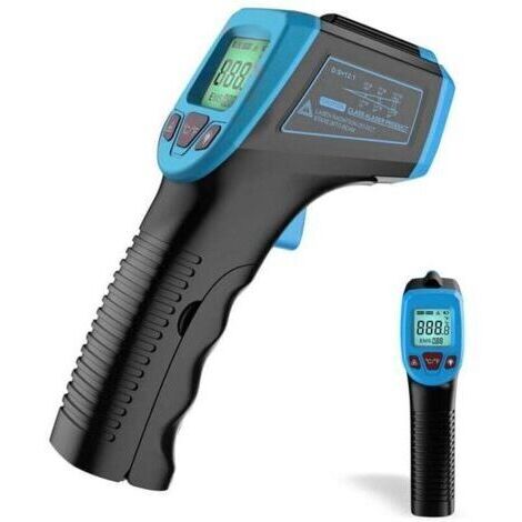 Thermometre Infrarouge, Pistolet De Temperature Laser Numerique Sans Contact -58 °F A 1112 °F (-50 °C A 600 °C) Avec Ecran Lcd, Bleu, Bleu-- (1/4)