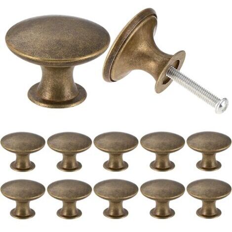 Paquete de 12 pomos vintage elegantes para cajón de cocina antiguo, pomos de puerta redondos de 30 mm, color blanco (1/4)