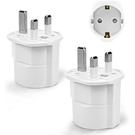 2 Pièces Adaptateur Prise Anglaise, Adaptateur de Voyage France vers UK, Adaptateur de Prise pour Irlande, Angleterre, Ecosse, Dubaï, Malte, Adaptateur Type G (Blanc) (1/4)
