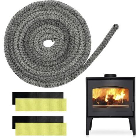 Joint tressé pour insert et poêle 8 mm x 4 m, joint d'insert de cheminée avec 4 bandes pour poêle à bois, cheminée, chaleur, porte de four résistant à la chaleur jusqu'à 550 °C (1/4)