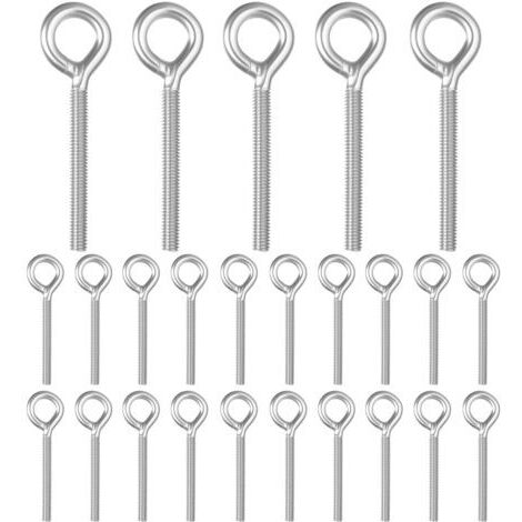 25 Pcs Boulons à Oeil M6, pour Piton à Visser Inox, Vis à Anneau de Levage en Acier Inoxydable 304, Boulons à œil en Acier Inox, Anneaux de levage avec Filetage pour Fixation et Suspension